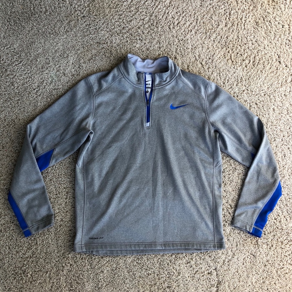 Nike Gray and Royal Blue Men’s Quarter-Zip Sweater